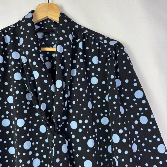 Who What Wear Black & Blue Polka Dot Ruffle Mini Dress L - Picture 4 of 4